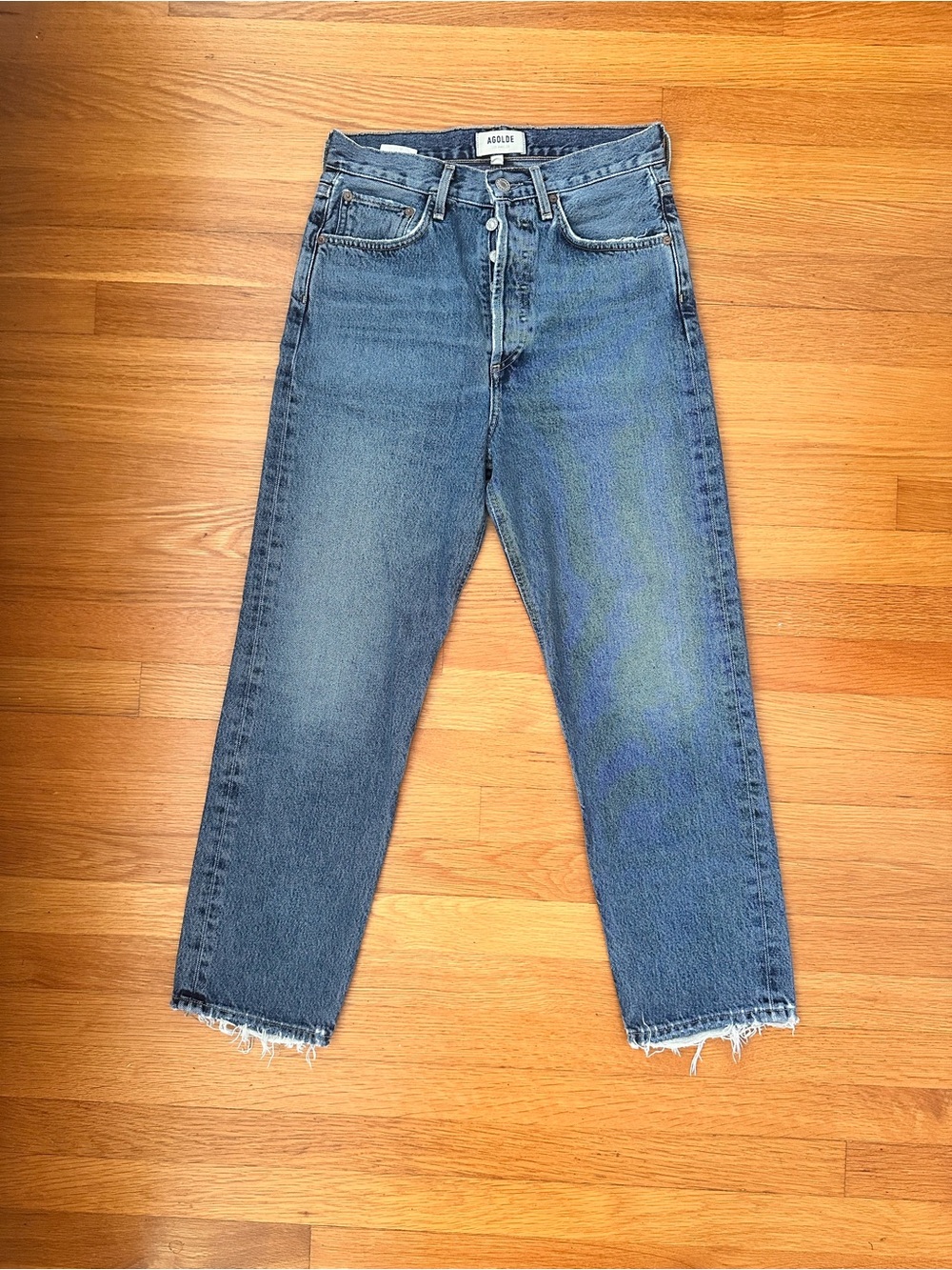 Agolde Women's Cropped Straight-Leg Jeans in Medium Blue